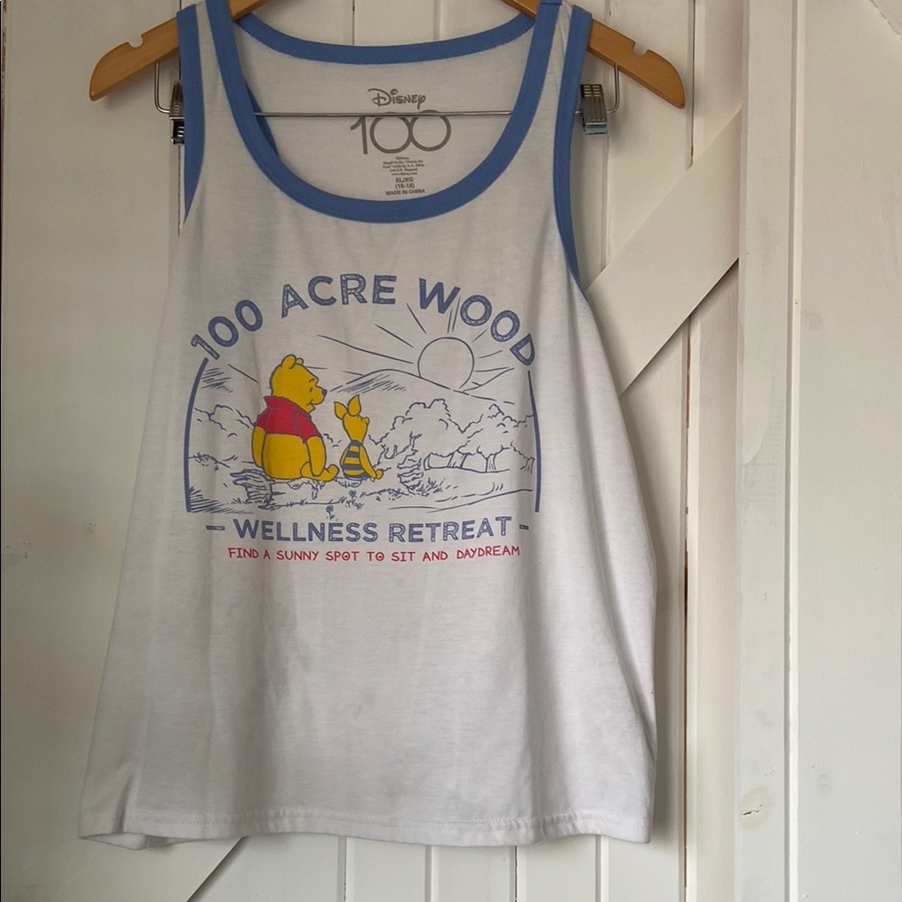 Disney Women's White and Blue Pajama Tank Top